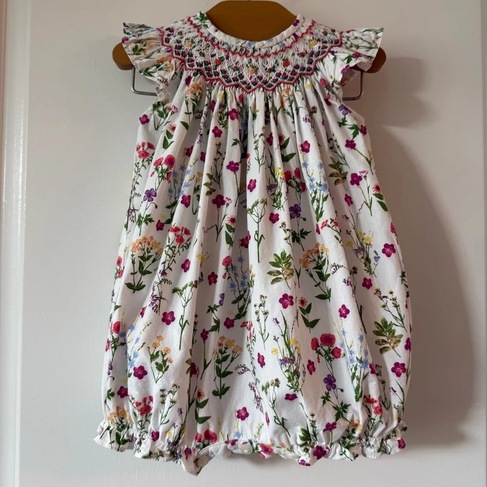 Luli & Me Baby Floral Smocked Blubble